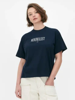 Tops Und T-Shirts|Primark Lässig Geschnittenes Grafik-Hemd Marineblau