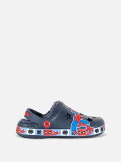 Sandalen Und Flipflops|Primark „Marvel Spider-Man“ Clogs Mit Kunstfell Marineblau