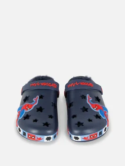 Sandalen Und Flipflops|Primark „Marvel Spider-Man“ Clogs Mit Kunstfell Marineblau
