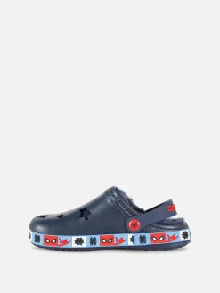 Sandalen Und Flipflops|Primark „Marvel Spider-Man“ Clogs Mit Kunstfell Marineblau
