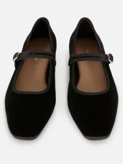 Flache Schuhe|Primark Mary Jane Ballerinas Aus Samt Schwarz