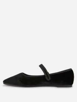 Flache Schuhe|Primark Mary Jane Ballerinas Aus Samt Schwarz
