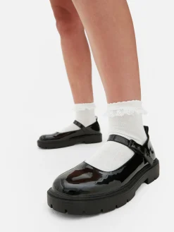 Flache Schuhe|Primark Mary Janes Mit Dicker Sohle Schwarz
