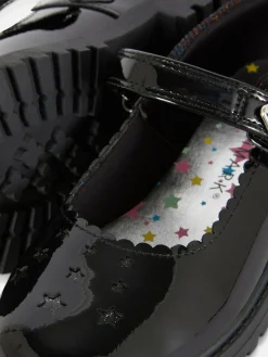 Flache Schuhe|Primark Mary Janes Mit Glitzerstern Schwarz