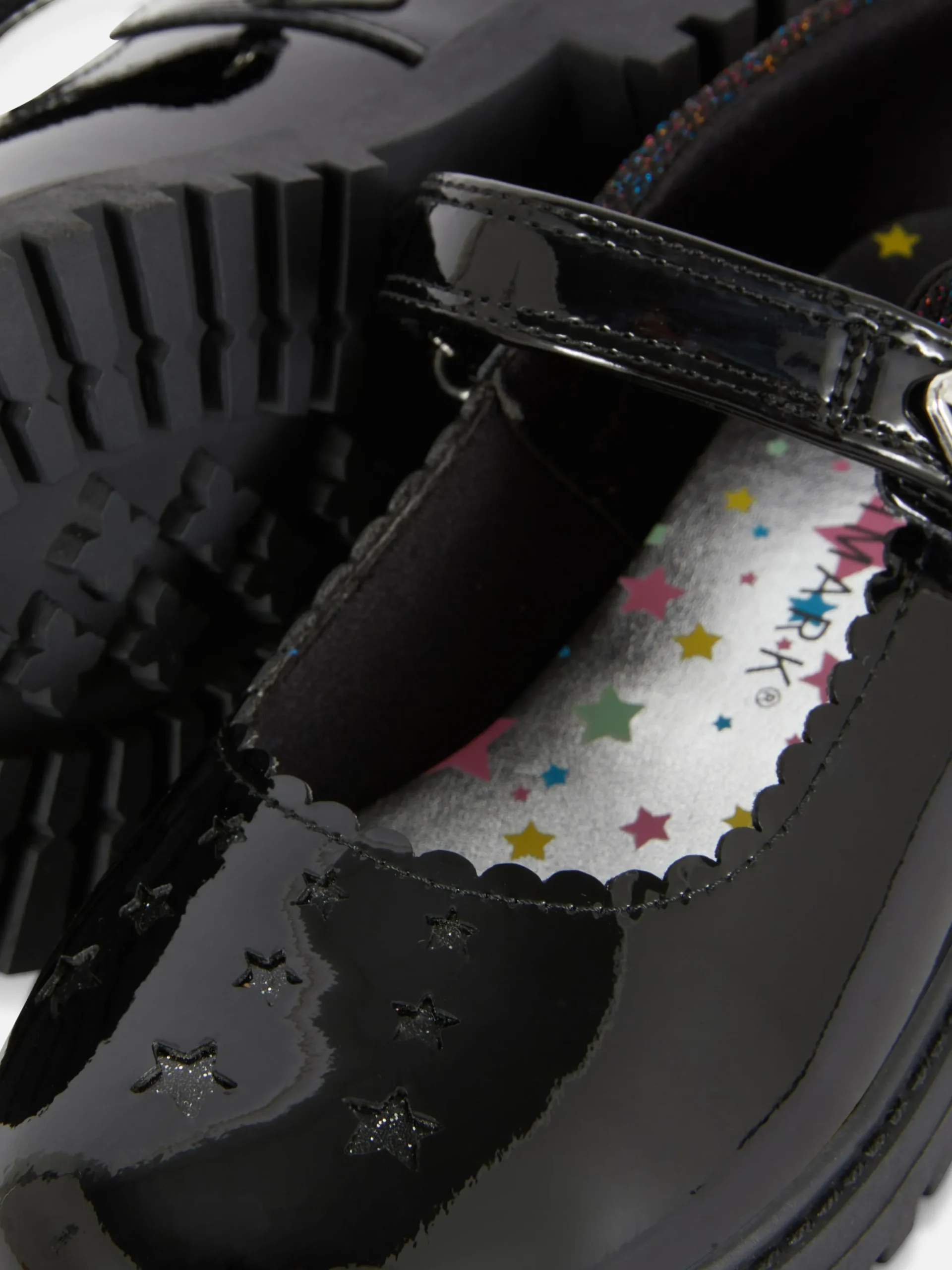 Flache Schuhe|Primark Mary Janes Mit Glitzerstern Schwarz