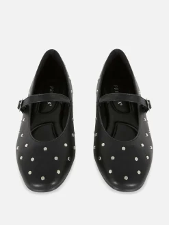 Flache Schuhe|Primark Mary Janes Mit Nieten Schwarz
