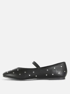Flache Schuhe|Primark Mary Janes Mit Nieten Schwarz