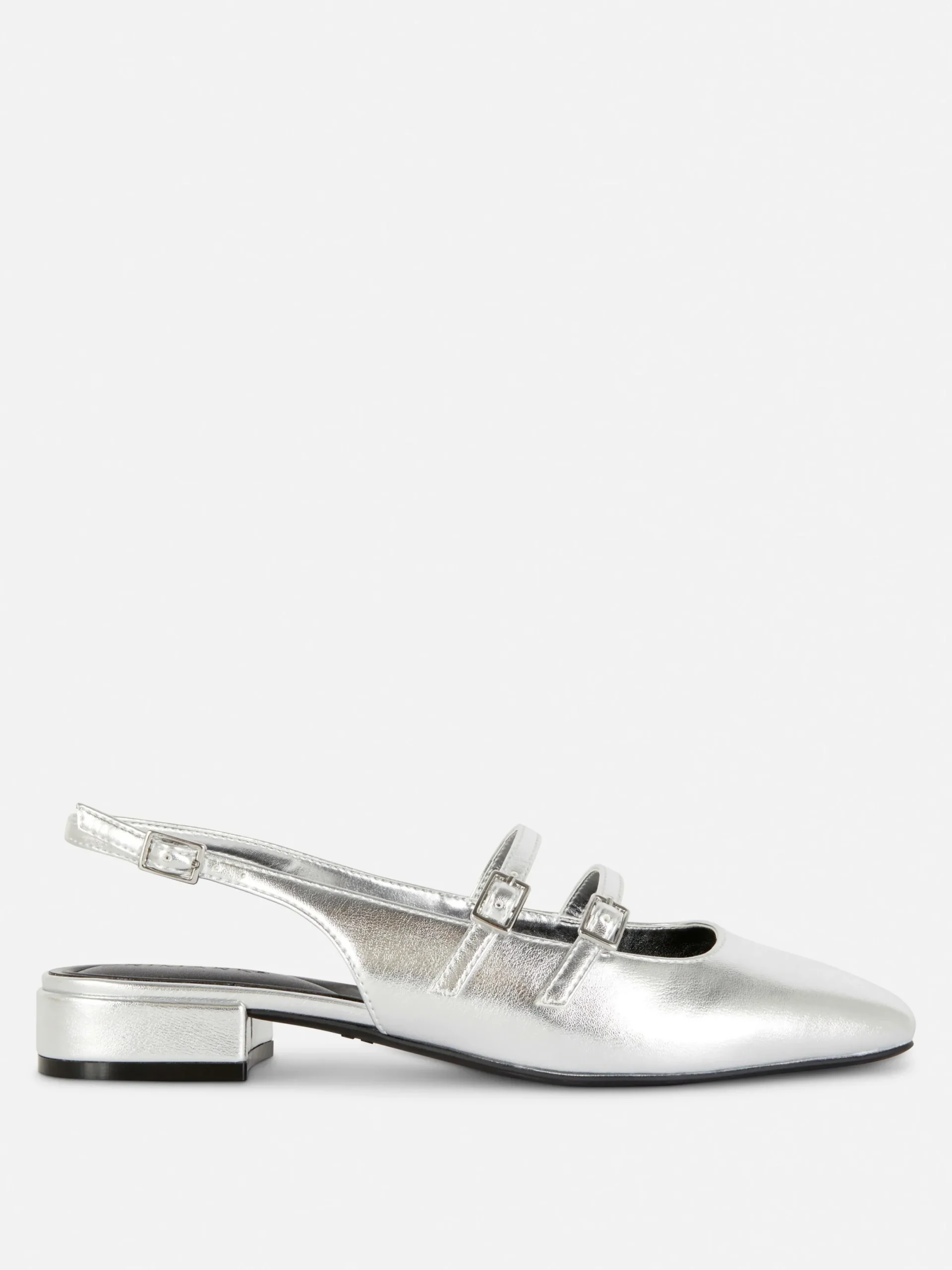 Flache Schuhe|Primark Mary Janes Mit Slingback Und Doppeltem Riemchen Silber
