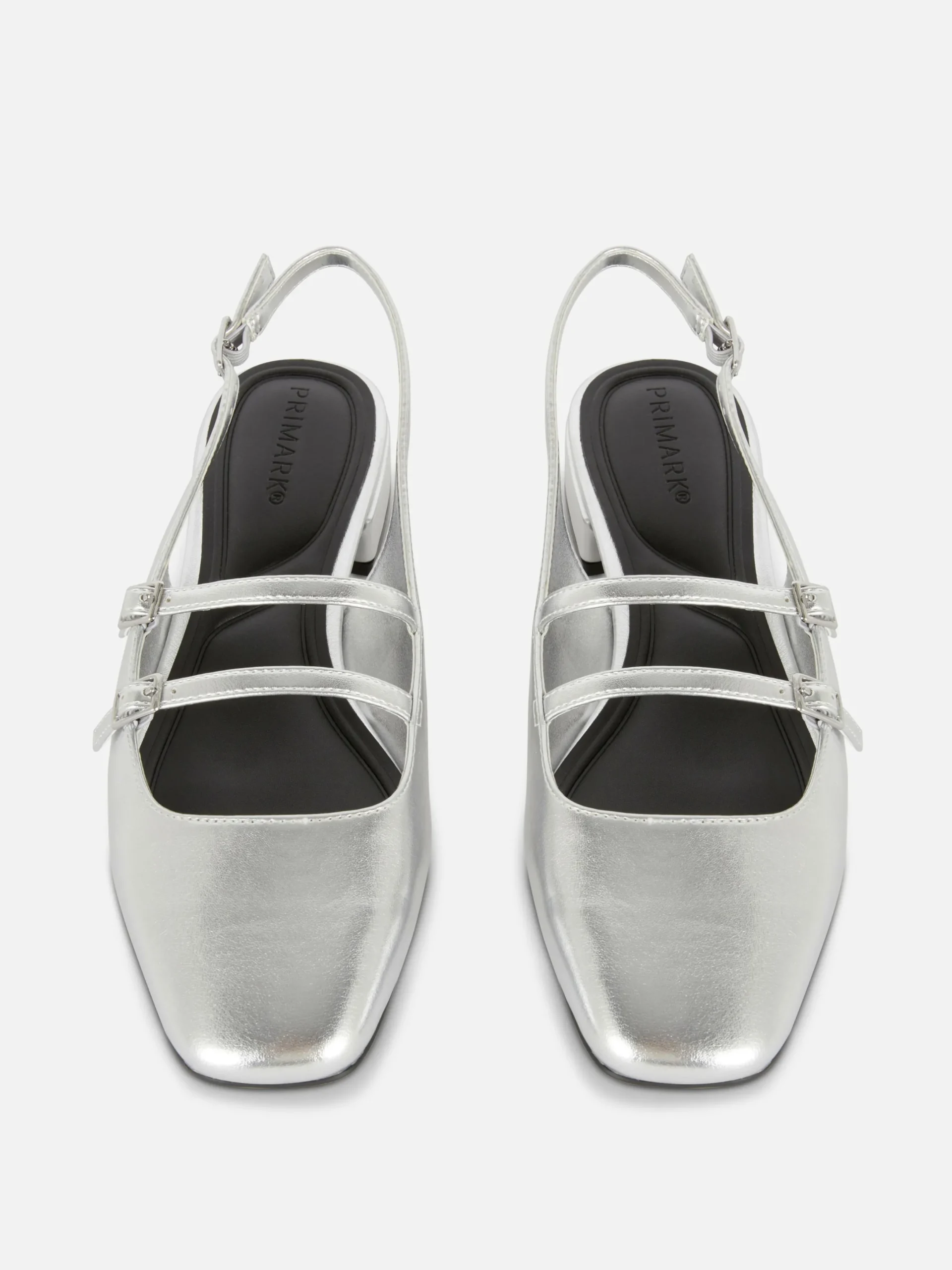Flache Schuhe|Primark Mary Janes Mit Slingback Und Doppeltem Riemchen Silber