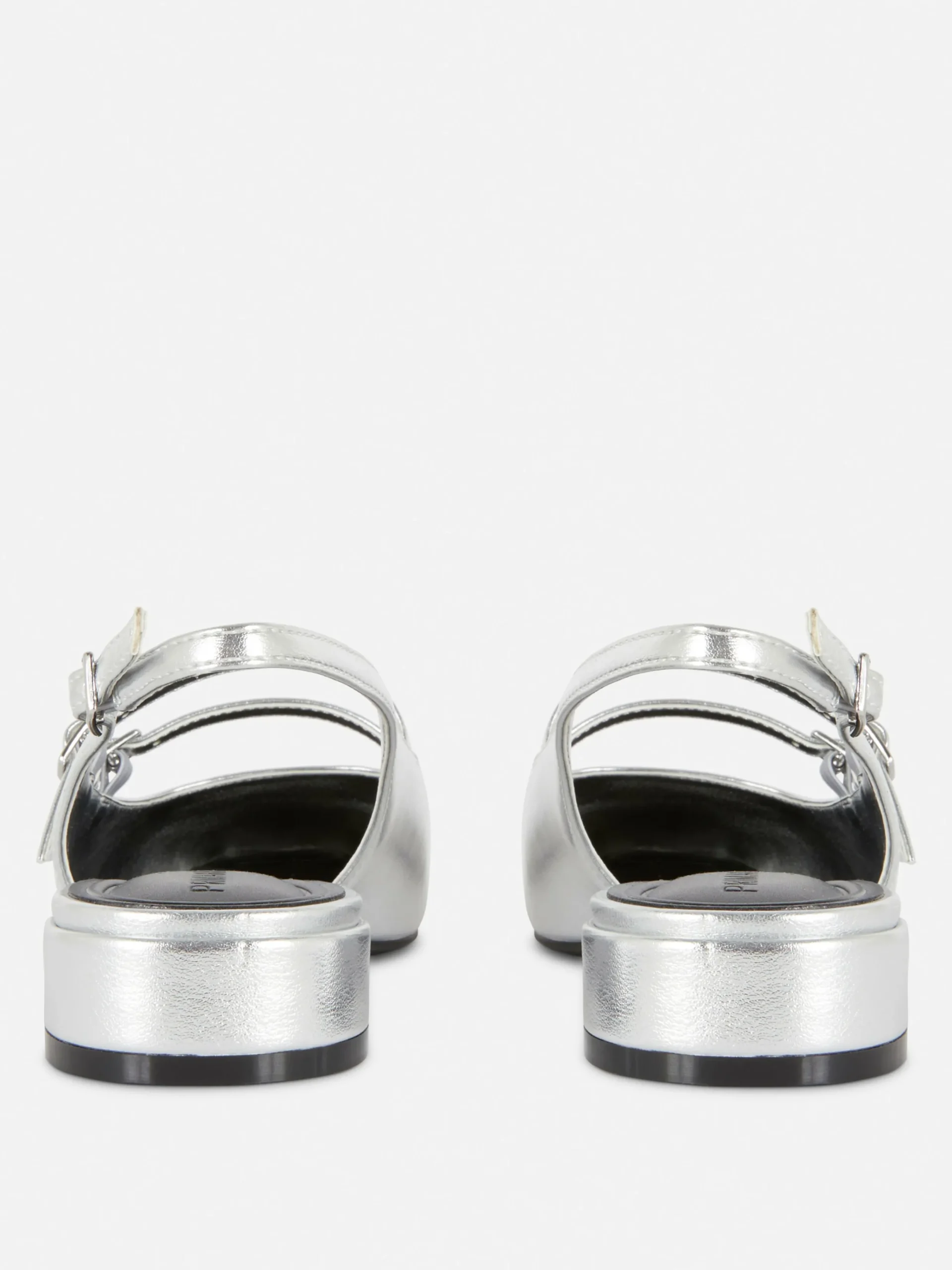 Flache Schuhe|Primark Mary Janes Mit Slingback Und Doppeltem Riemchen Silber