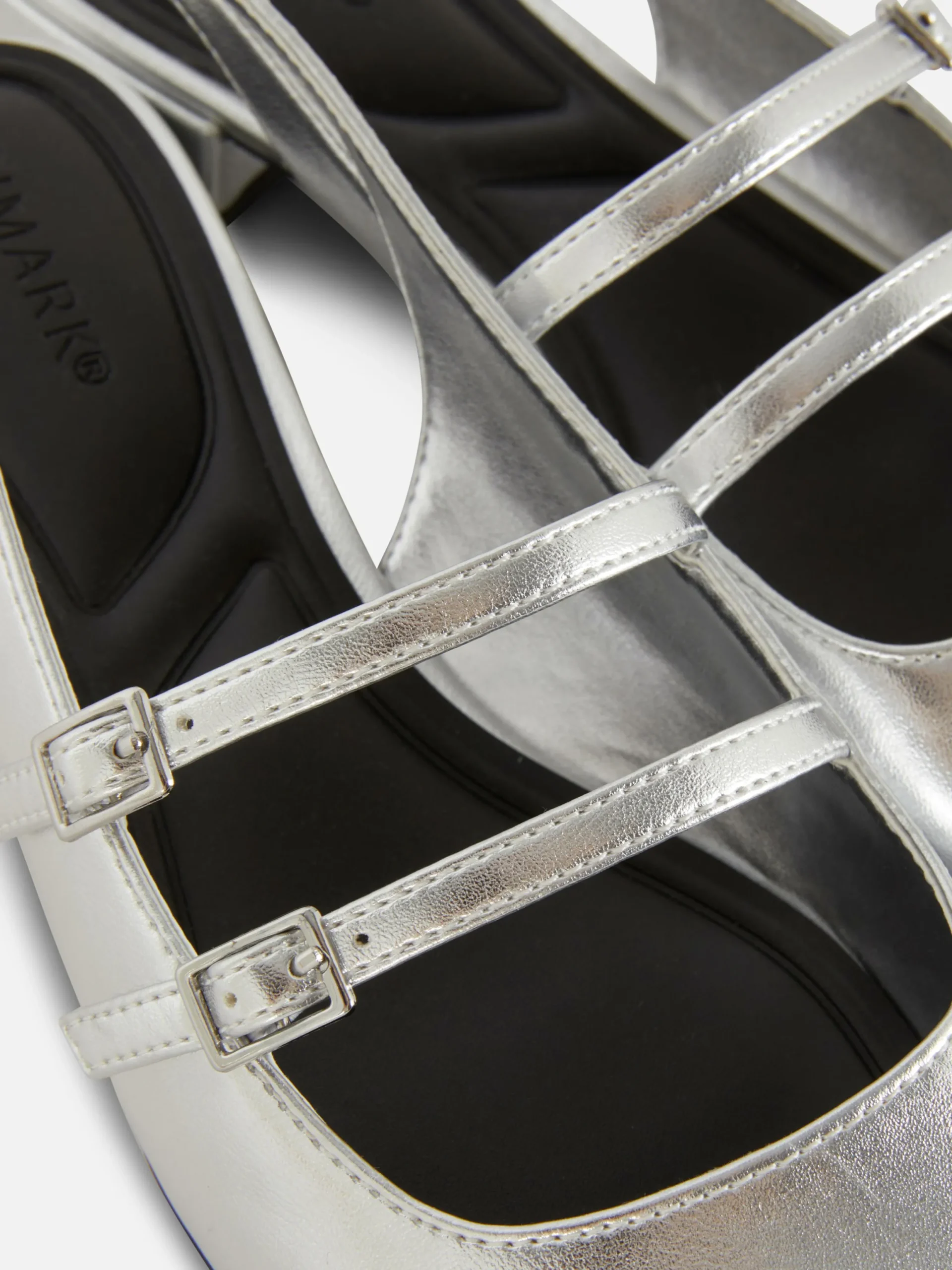 Flache Schuhe|Primark Mary Janes Mit Slingback Und Doppeltem Riemchen Silber