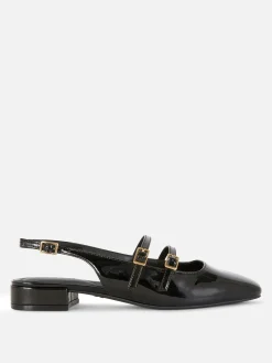 Gothic-Kleidung|Flache Schuhe|Primark Mary Janes Mit Slingback Und Doppeltem Riemchen Schwarz