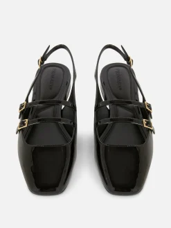 Gothic-Kleidung|Flache Schuhe|Primark Mary Janes Mit Slingback Und Doppeltem Riemchen Schwarz