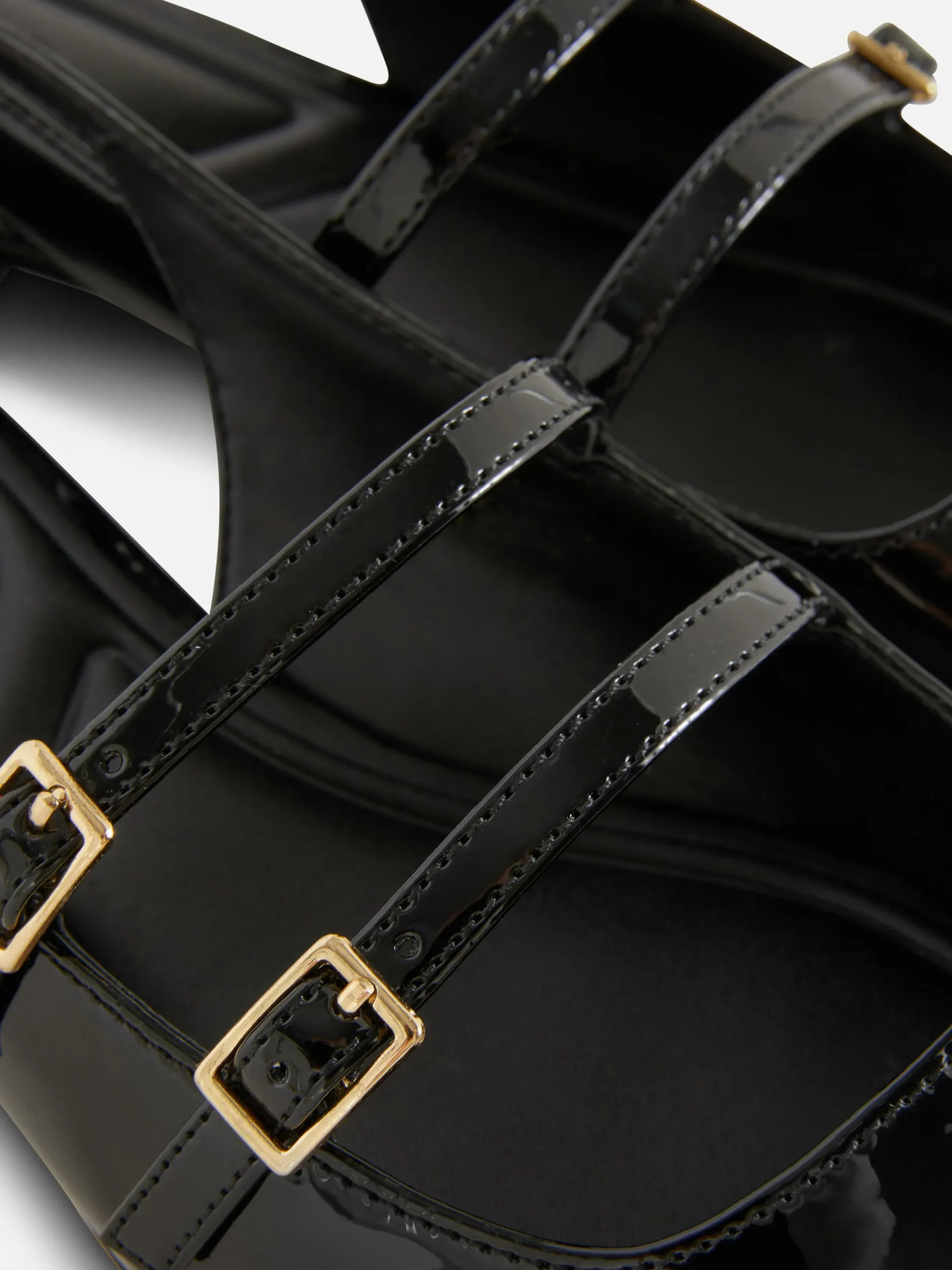 Gothic-Kleidung|Flache Schuhe|Primark Mary Janes Mit Slingback Und Doppeltem Riemchen Schwarz