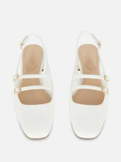 Flache Schuhe|Primark Mary Janes Mit Slingback Und Doppeltem Riemchen Weiß