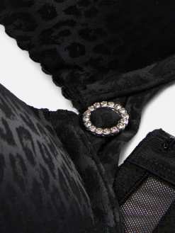 Bhs|Primark Maximizer-BH Mit Tiefem Dekolleté Und Leopardenmuster Schwarz