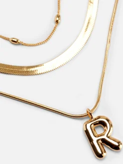 Schmuck|Primark Mehrlagige Halskette Mit Gesteppter Initiale Gelb