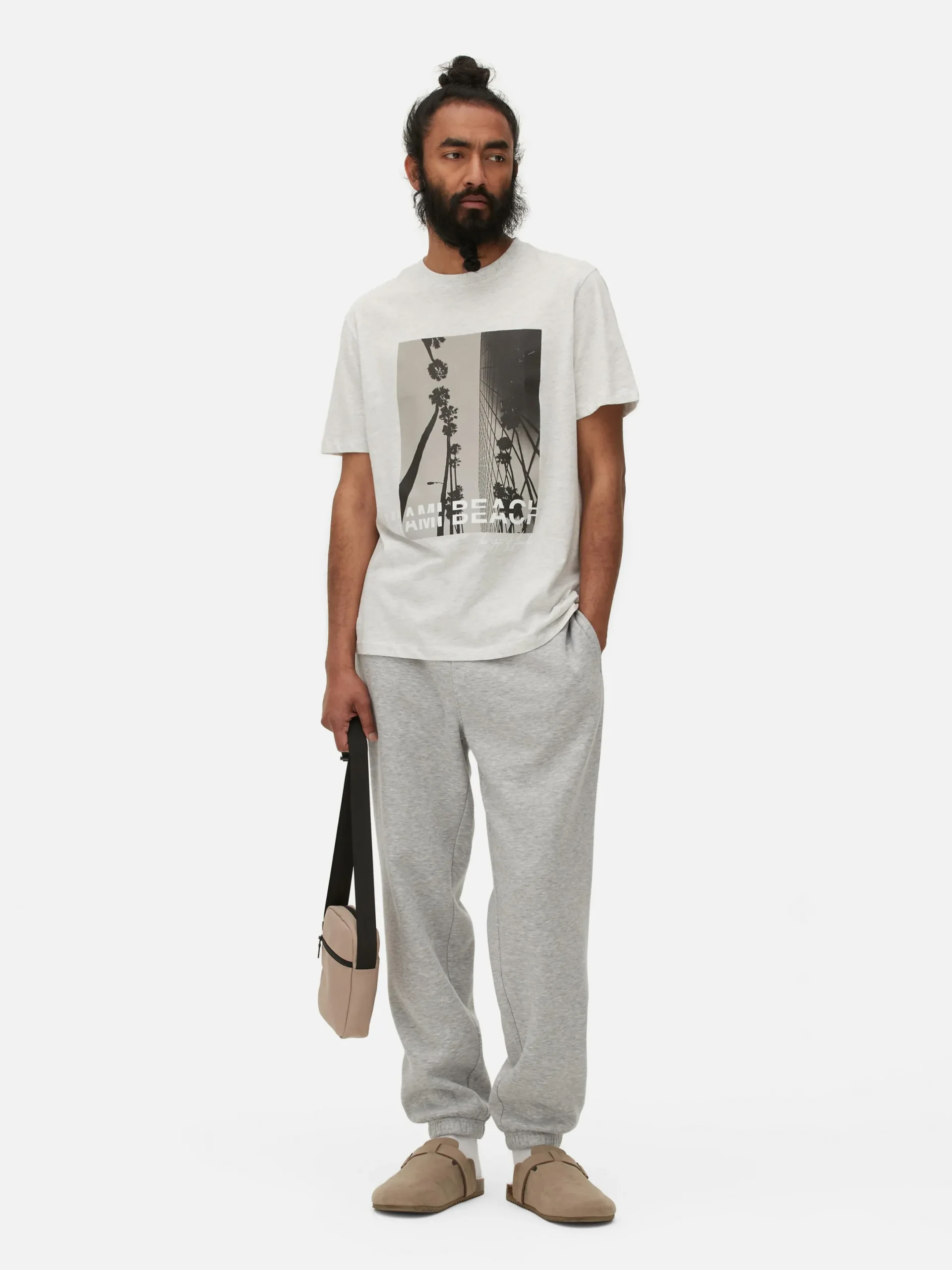 Tops Und T-Shirts|Primark „Miami Beach“ T-Shirt Hellgrau