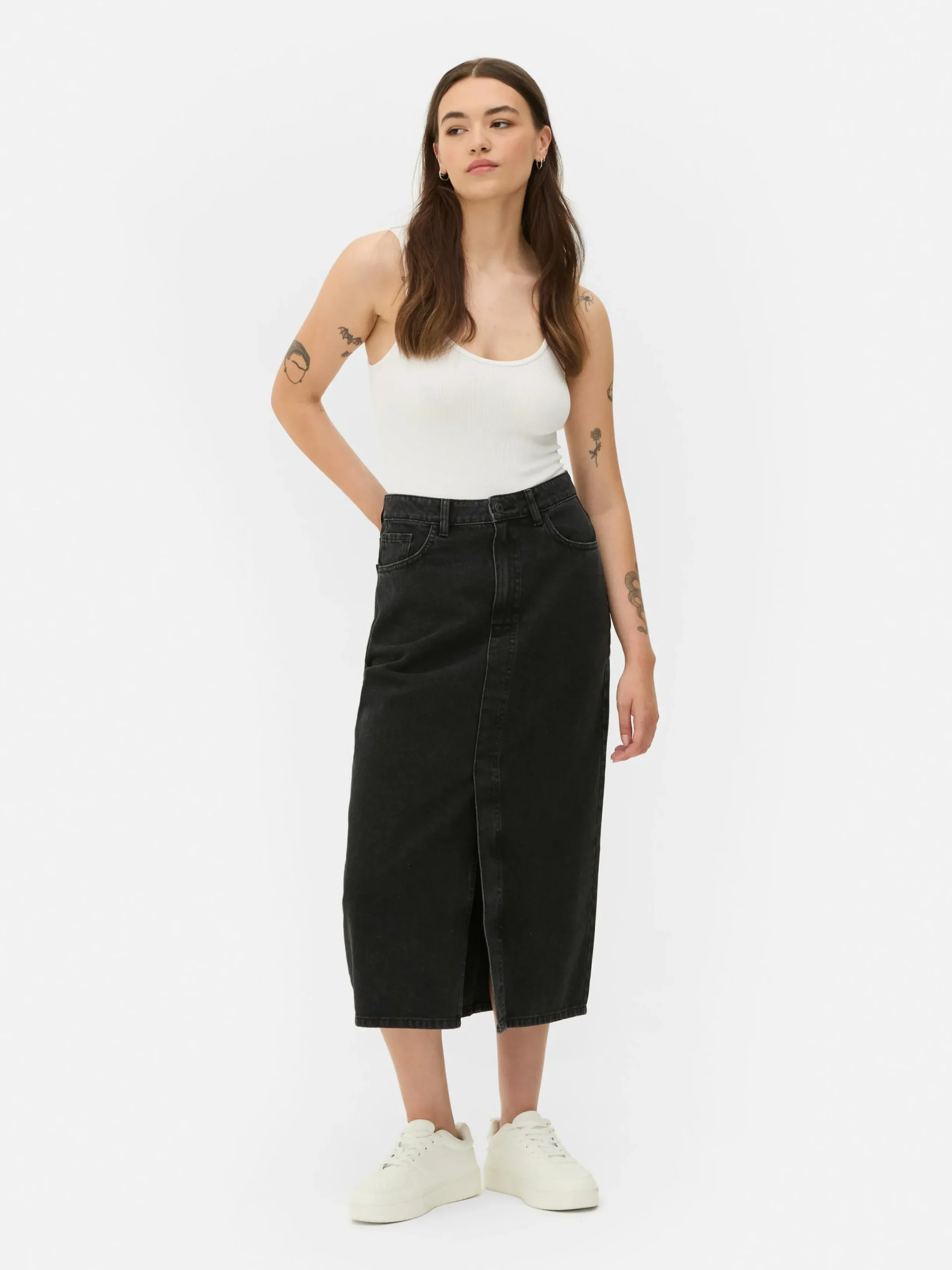 Röcke|Denim|Primark Midi-Jeansrock Leichtes Schwarz