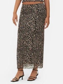 Röcke|Primark Midirock Mit Leopardenmuster Und Netzstofflagen Multi