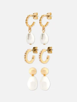Schmuck|Primark Mini-Creolen Mit Kunstperlen, 3er-Pack Gelb