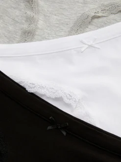 Slips|Primark Minislips Mit Spitzenbesatz, 3er-Pack Schwarz/Weiß