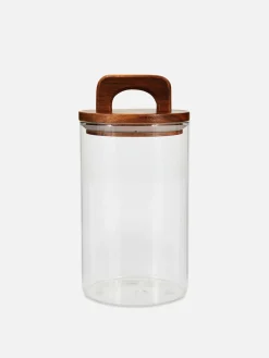 Geschirr|Primark Mittelgroßer Glasbehälter Mit Holzdeckel Transparent