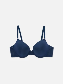 Bhs|Primark Modischer T-Shirt-BH Mit Netzstoffeinsätzen Marineblau