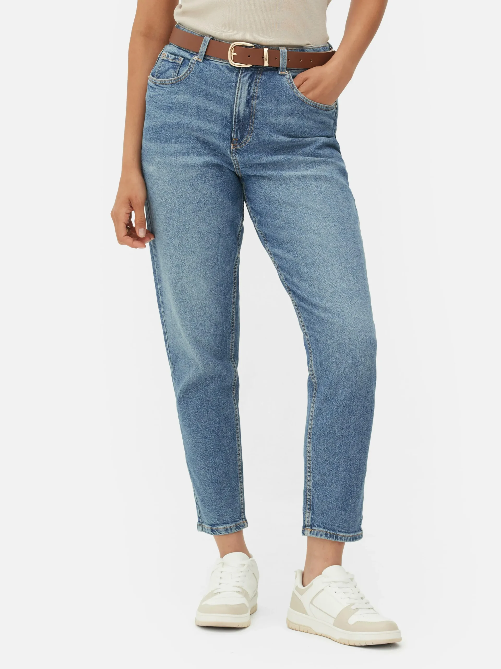 Denim|Jeans|Primark Mom-Jeans Aus Denim Mittelblau