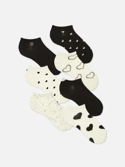 Socken|Primark Monochrome Sneakersocken Mit Herzmotiv, 7er-Pack Schwarz/Weiß