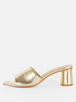 Heels|Primark Mules Mit Blockabsatz Gold