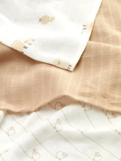 Füttern Und Abstillen|Primark Mulltücher Mit Schafmotiven, 3er-Pack Taupefarben
