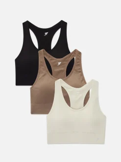 Bhs|Primark Nahtlose Sport-BHs, 3er-Pack Steinfarben