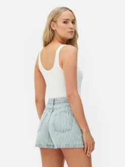 Tops Und T-Shirts|Primark Nahtloser, Gerippter Bodysuit Mit U-Ausschnitt Weiß