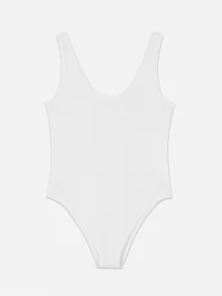 Tops Und T-Shirts|Primark Nahtloser, Gerippter Bodysuit Mit U-Ausschnitt Weiß