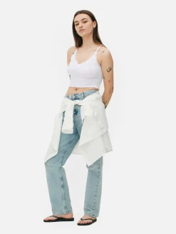 Tops Und T-Shirts|Primark Nahtloses, Kurzes Trägertop Mit Spitzenbesatz Weiß