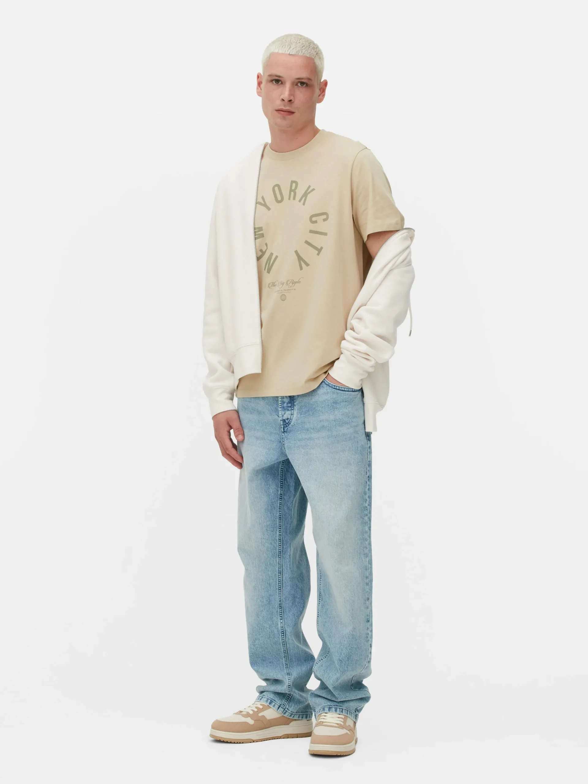 Tops Und T-Shirts|Primark „New York City“ T-Shirt Steinfarben