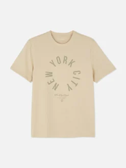 Tops Und T-Shirts|Primark „New York City“ T-Shirt Steinfarben