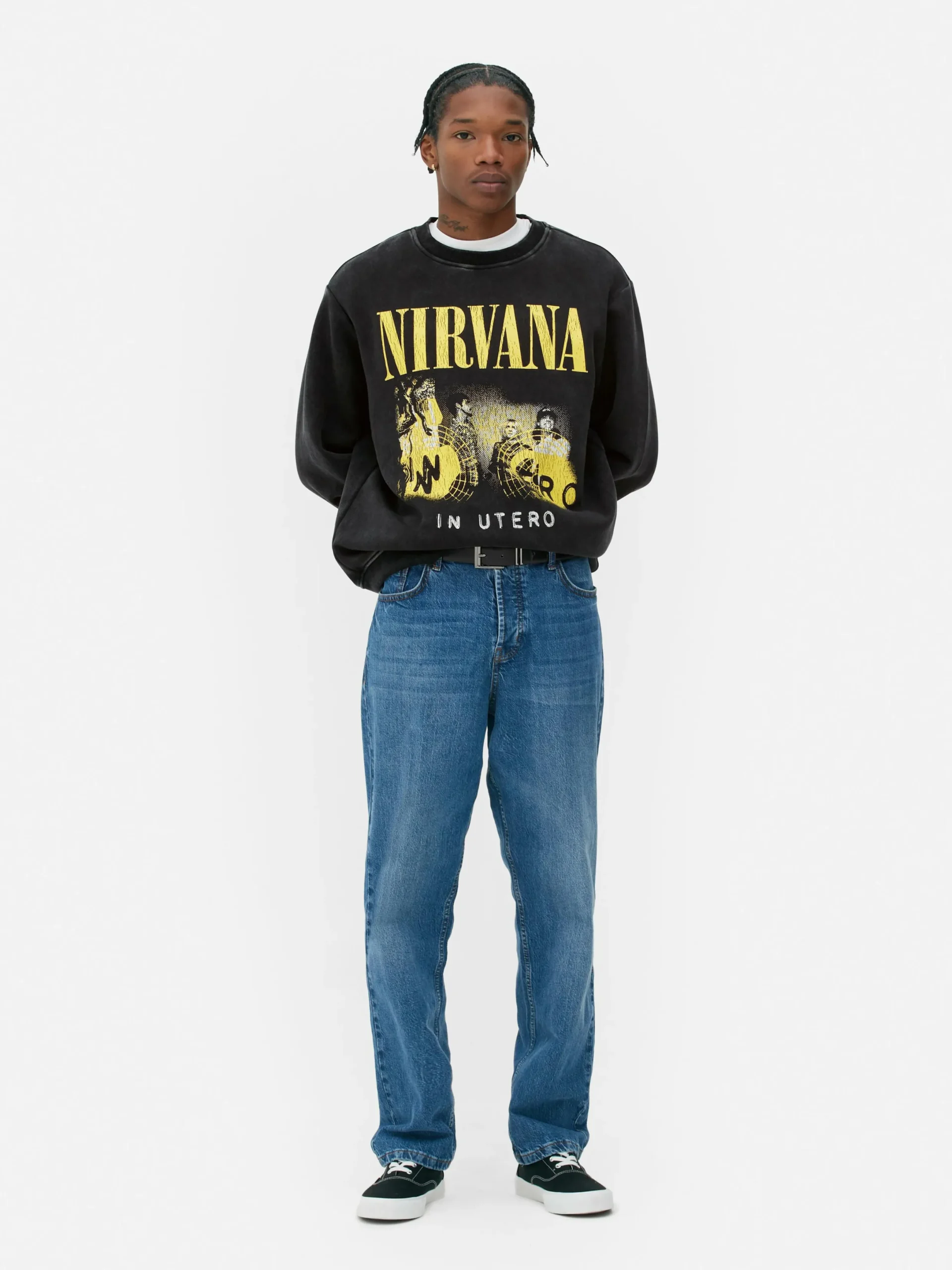 Grafik-T-Shirts Und -Sweatshirts|Hoodies Und Sweatshirts|Primark „Nirvana“ Sweatshirt Im Washed-Look Anthrazitfarben