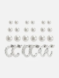 Schmuck|Primark Ohrstecker Mit Kunstperlen, 12er-Pack Weiß
