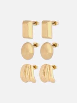 Schmuck|Primark Ohrstecker Mit Skulpturalem Design, 3er-Pack Gelb