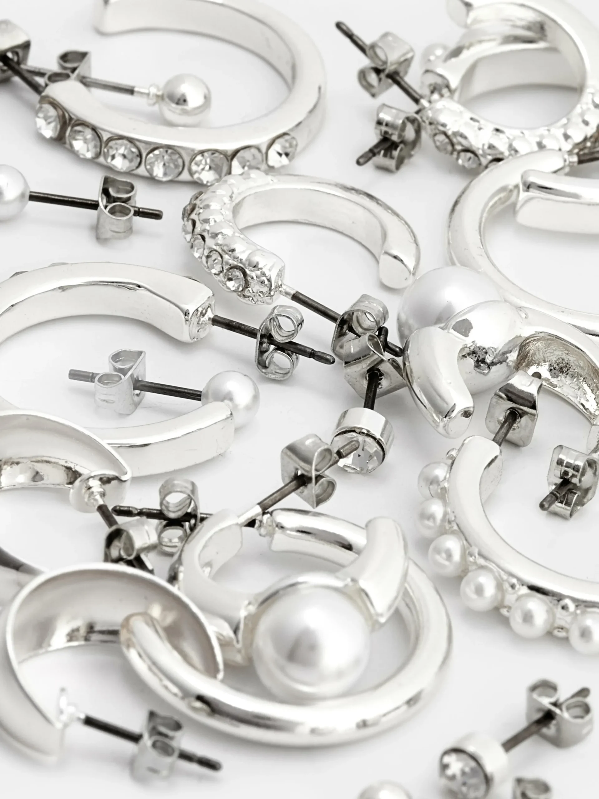 Schmuck|Primark Ohrstecker Und Creolen, 9er-Pack Weiß