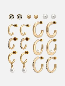 Schmuck|Primark Ohrstecker Und Creolen, 9er-Pack Gelb