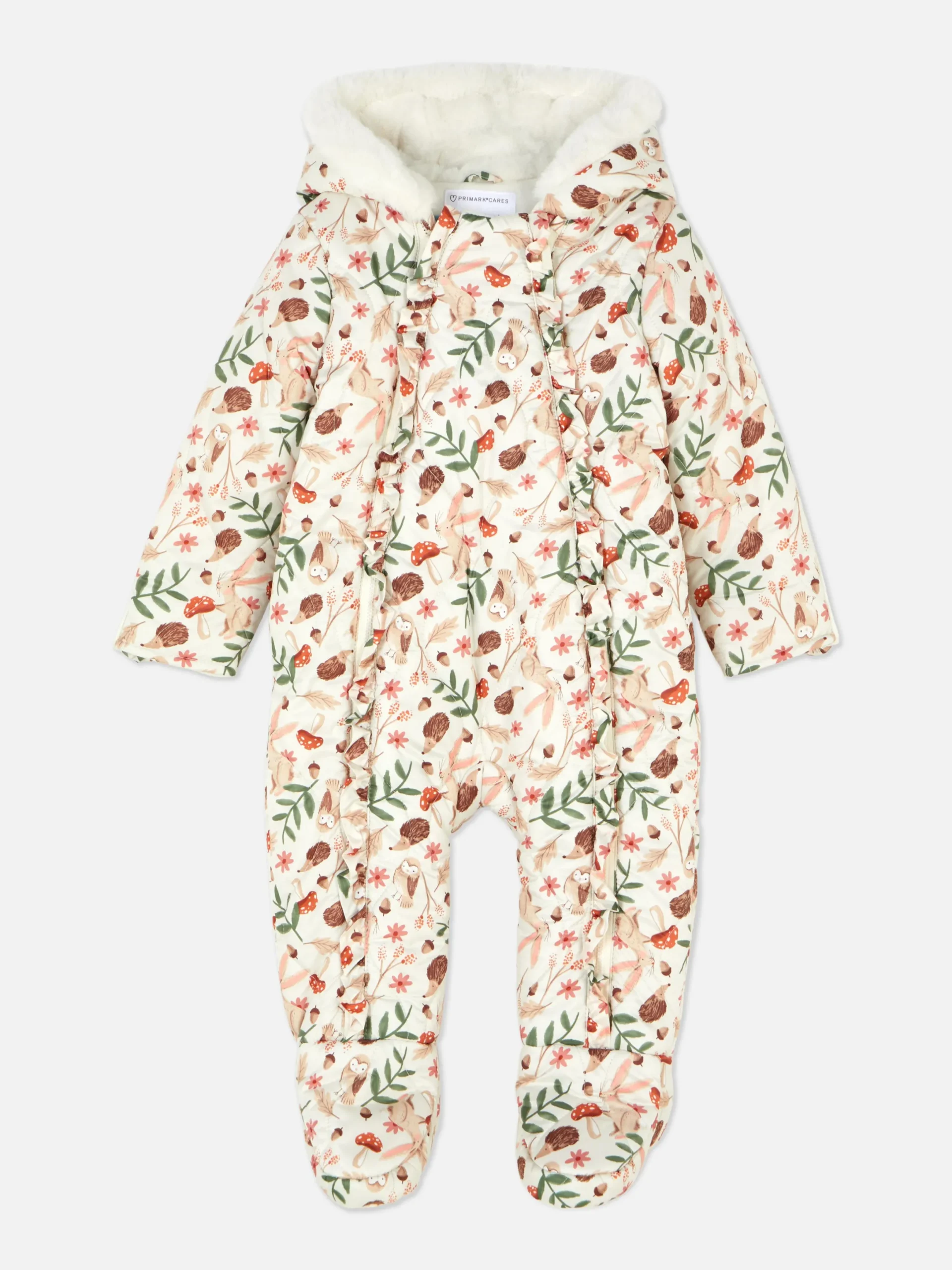 Babygirls Und Strampler|Primark Overall Mit Waldmuster Elfenbeinfarben