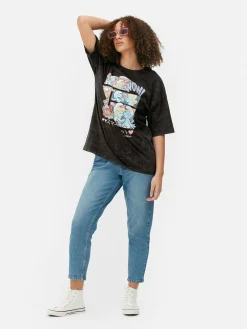 Tops Und T-Shirts|Primark Oversized-T-Shirt Mit „Die Schlümpfe“ Comic-Print Anthrazitfarben