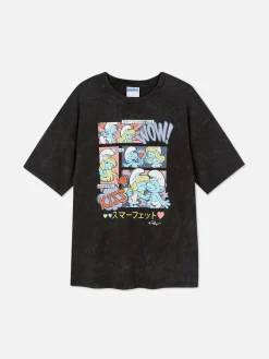 Tops Und T-Shirts|Primark Oversized-T-Shirt Mit „Die Schlümpfe“ Comic-Print Anthrazitfarben