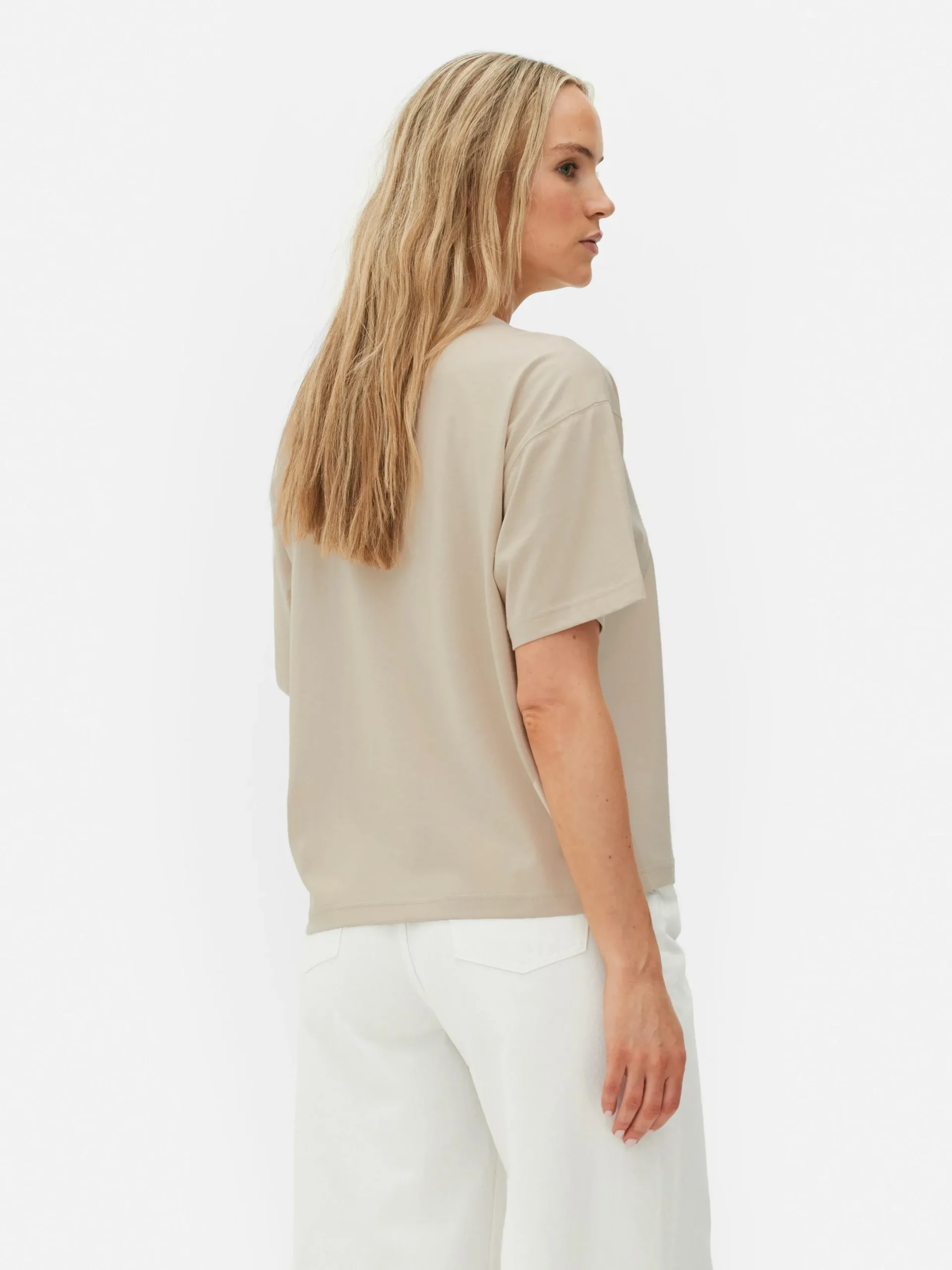 Tops Und T-Shirts|Primark Oversized-T-Shirt Mit Geradem Schnitt Steinfarben