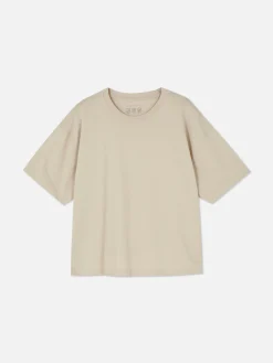 Tops Und T-Shirts|Primark Oversized-T-Shirt Mit Geradem Schnitt Steinfarben