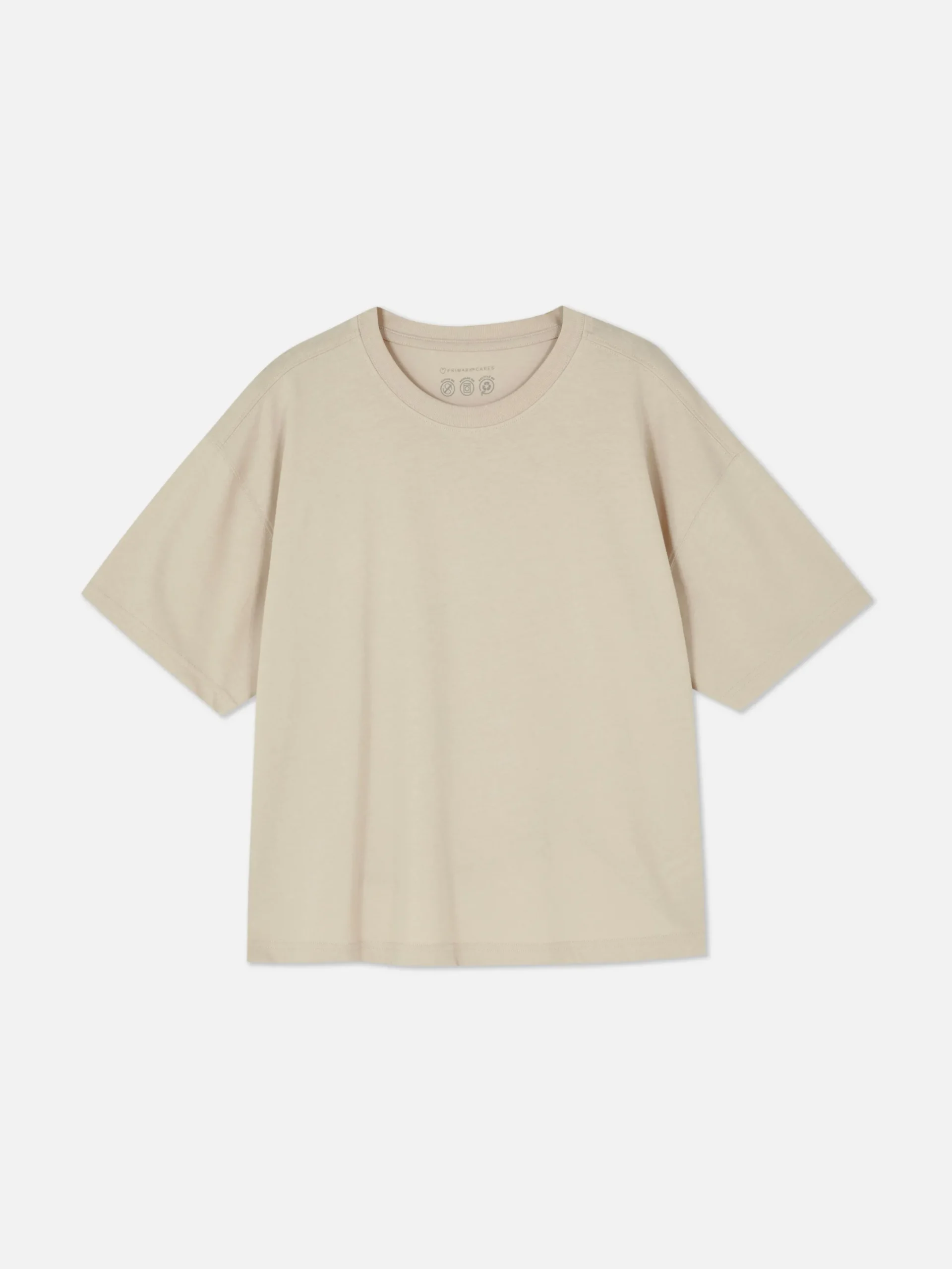 Tops Und T-Shirts|Primark Oversized-T-Shirt Mit Geradem Schnitt Steinfarben