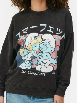 Hoodies Und Sweatshirts|Primark Oversize-Sweatshirt Mit „Die Schlümpfe“ Grafik Anthrazitfarben